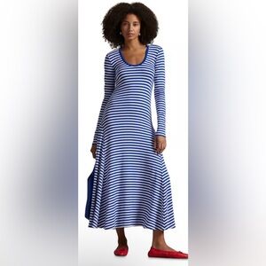 Polo by Ralph Lauren Blue and White Short Sleeve Sheath Dress Size Small